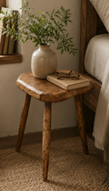 Petite table / tabouret style Nakashima en bois exotique