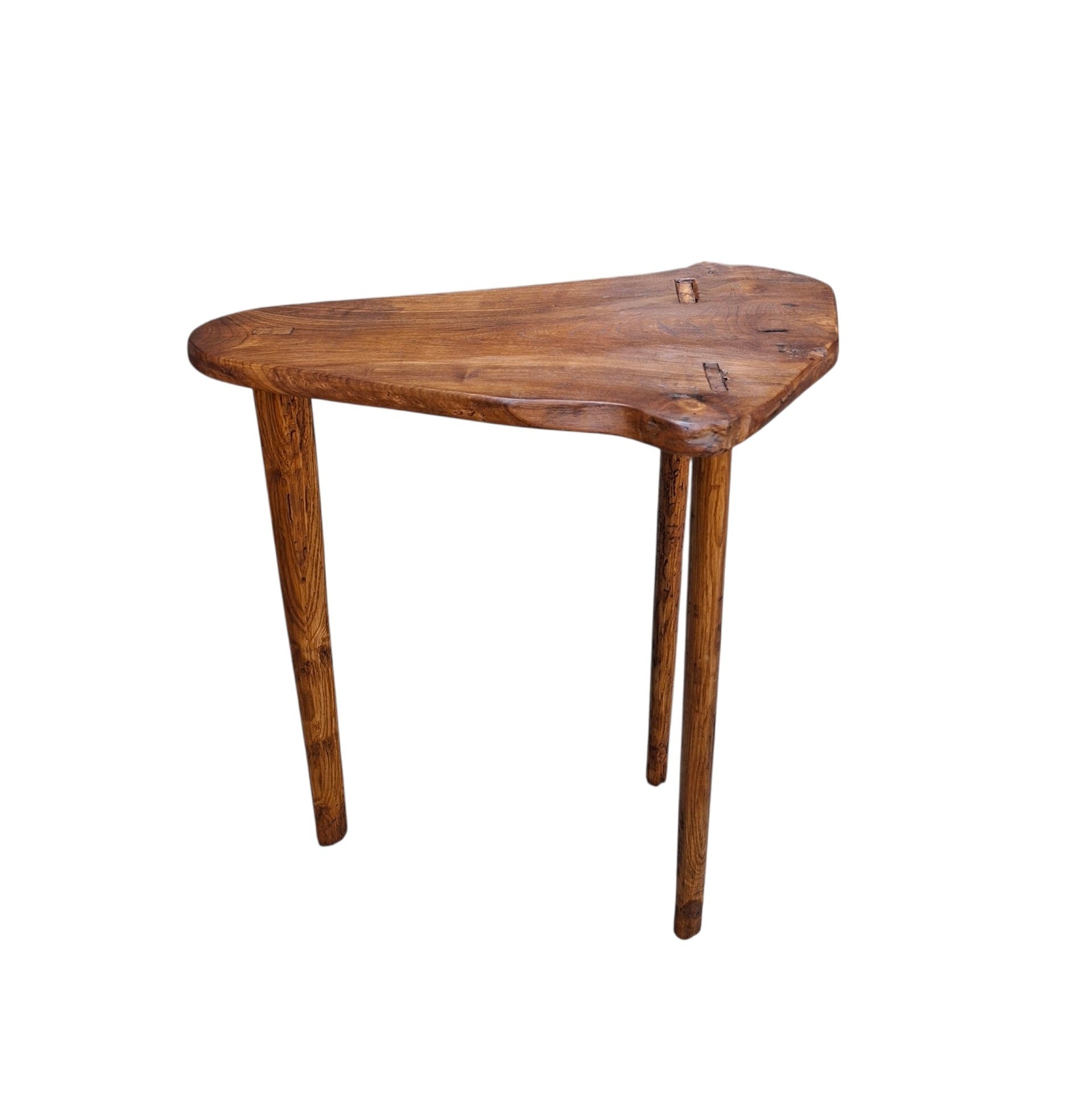Petite table en orme pieds en frêne,bois massif,pièce unique et décorative.
