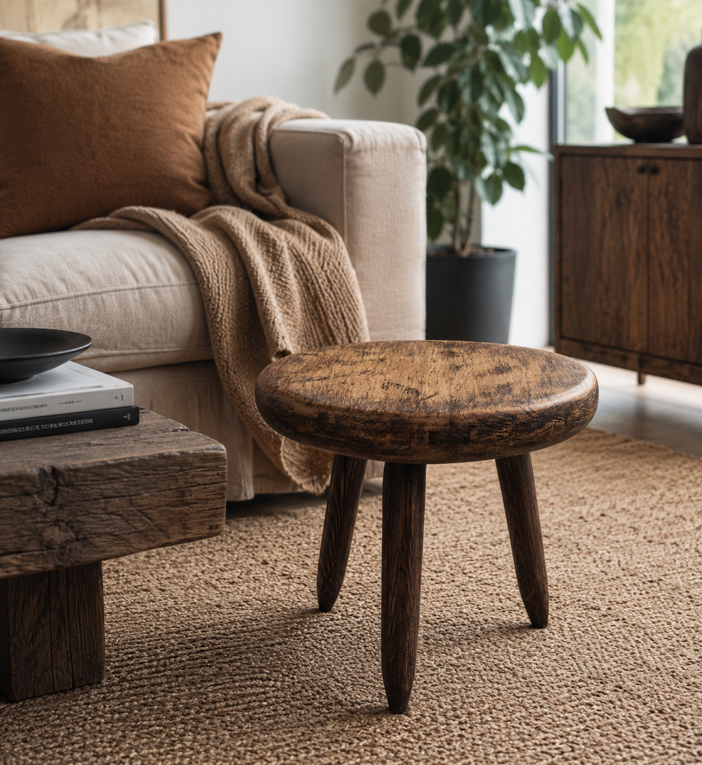 Tabouret décoratif de « berger » en chêne