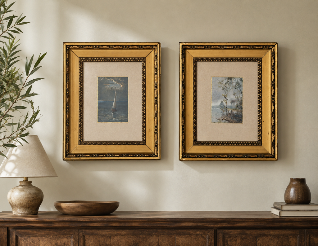 Tableaux miniatures du 19ème siècle – Gouache (paire)