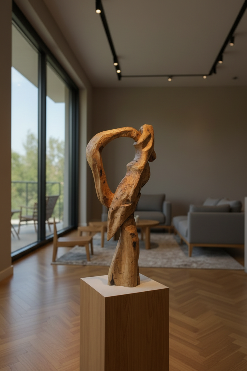 Sculpture en châtaigner – H 53 x 25 cm