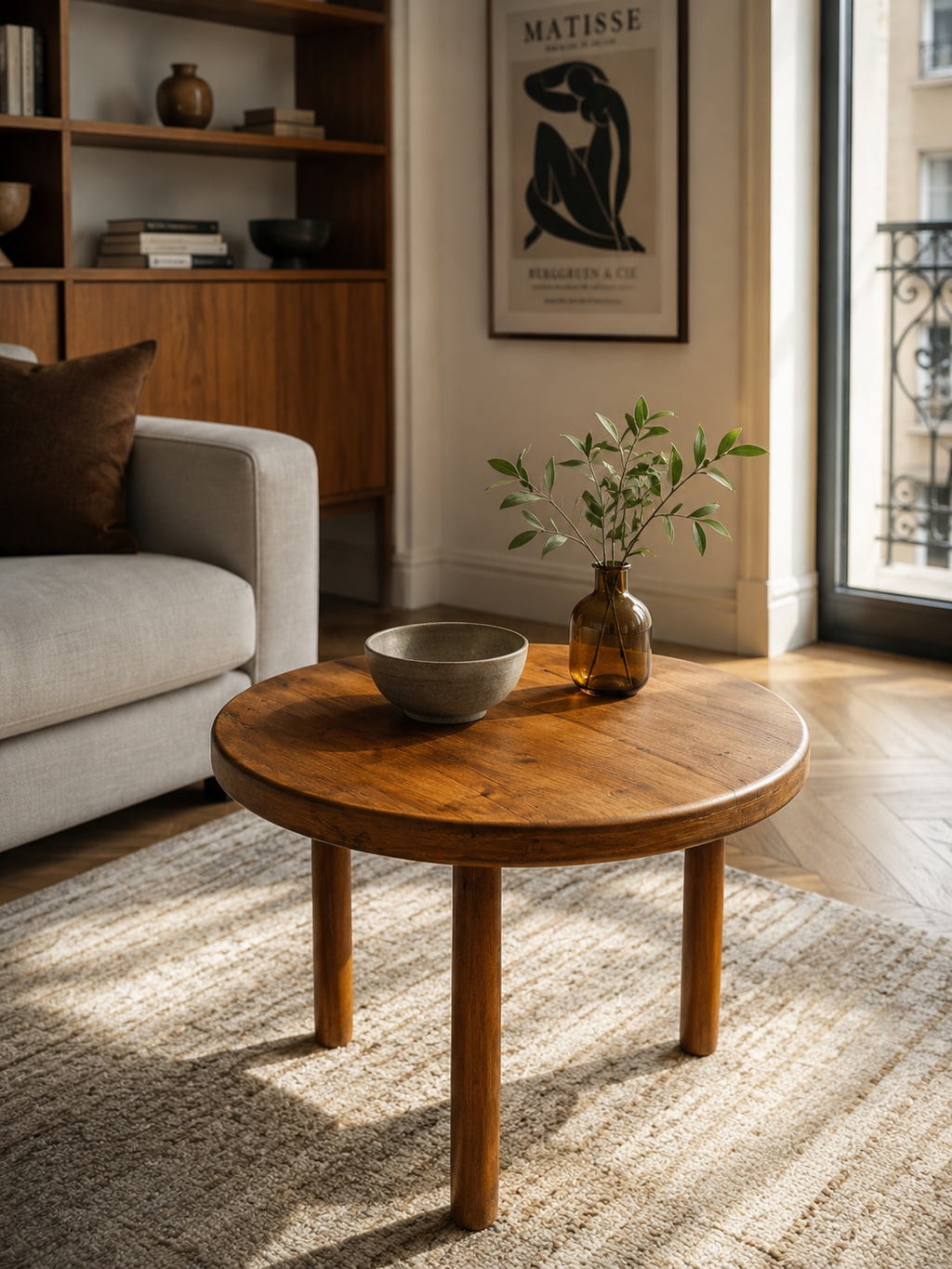 Petite table en merisier massif – Forme libre . tripode