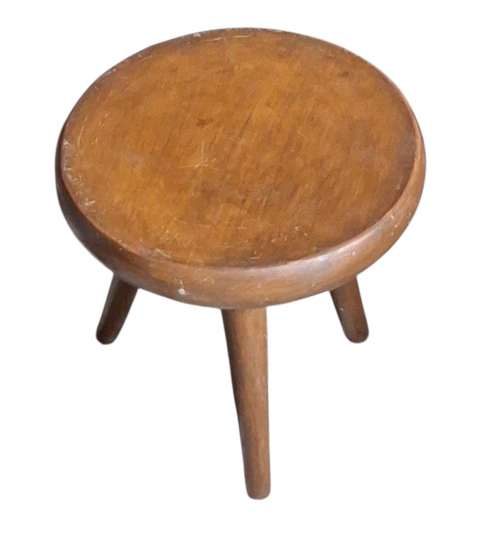 Tabouret style Charlotte Perriand en merisier